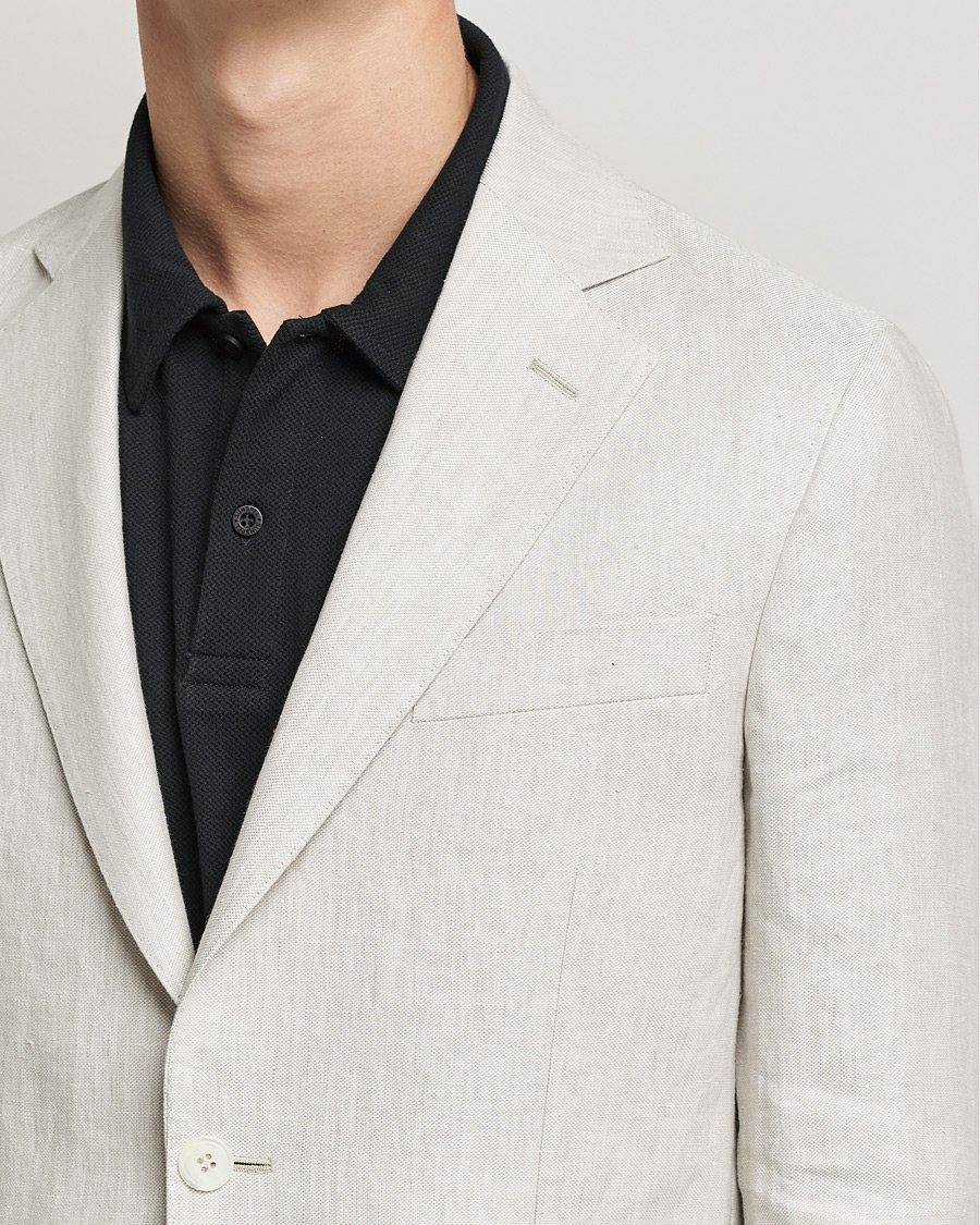Herr | Kavajer | Oscar Jacobson | Ferry Soft Patch Pocket Linen Blazer Creme