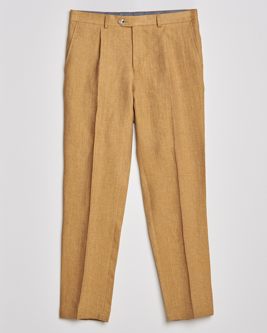Herr | Byxor | Oscar Jacobson | Delon Linen Trousers Dusky Yellow
