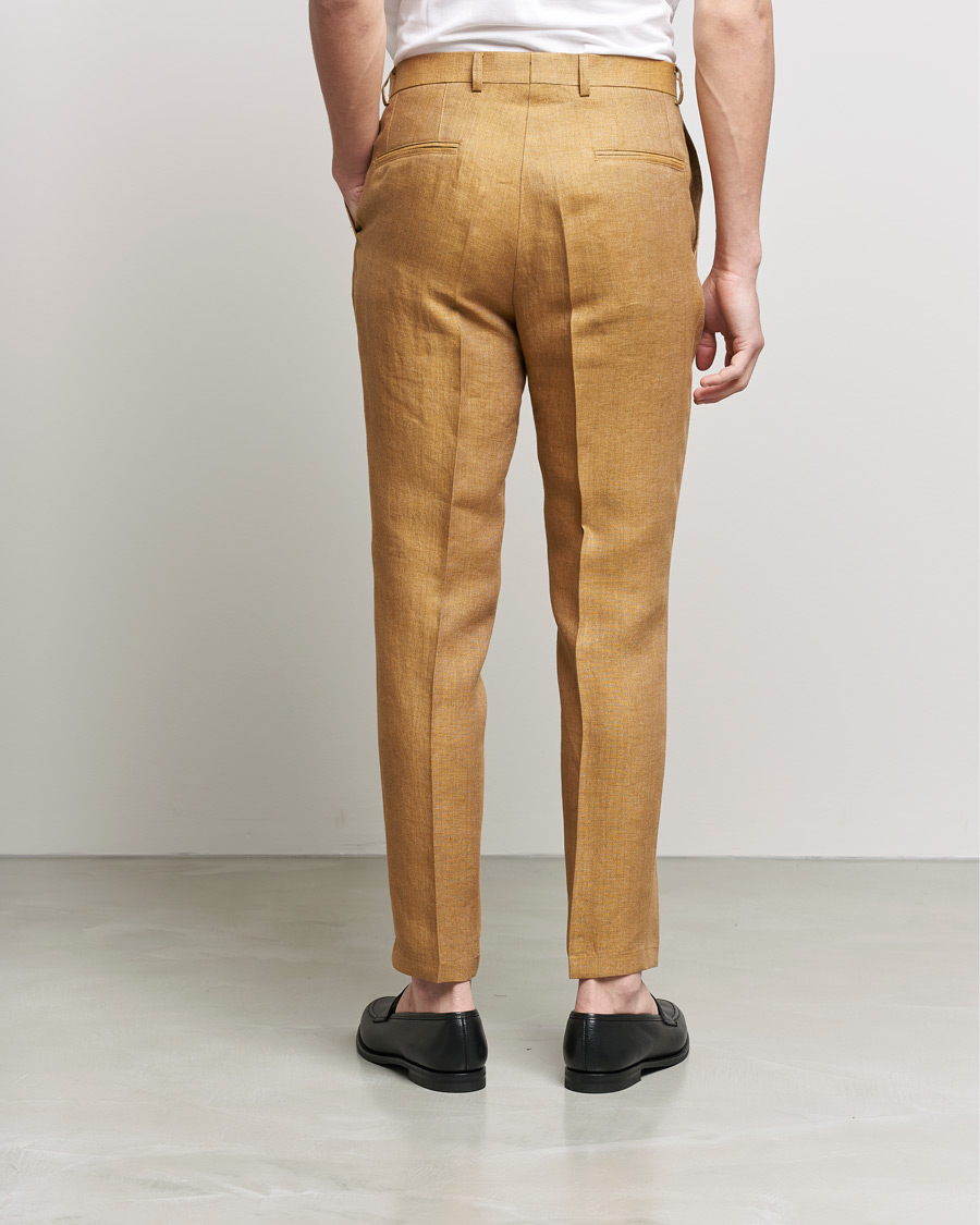 Herr | Byxor | Oscar Jacobson | Delon Linen Trousers Dusky Yellow