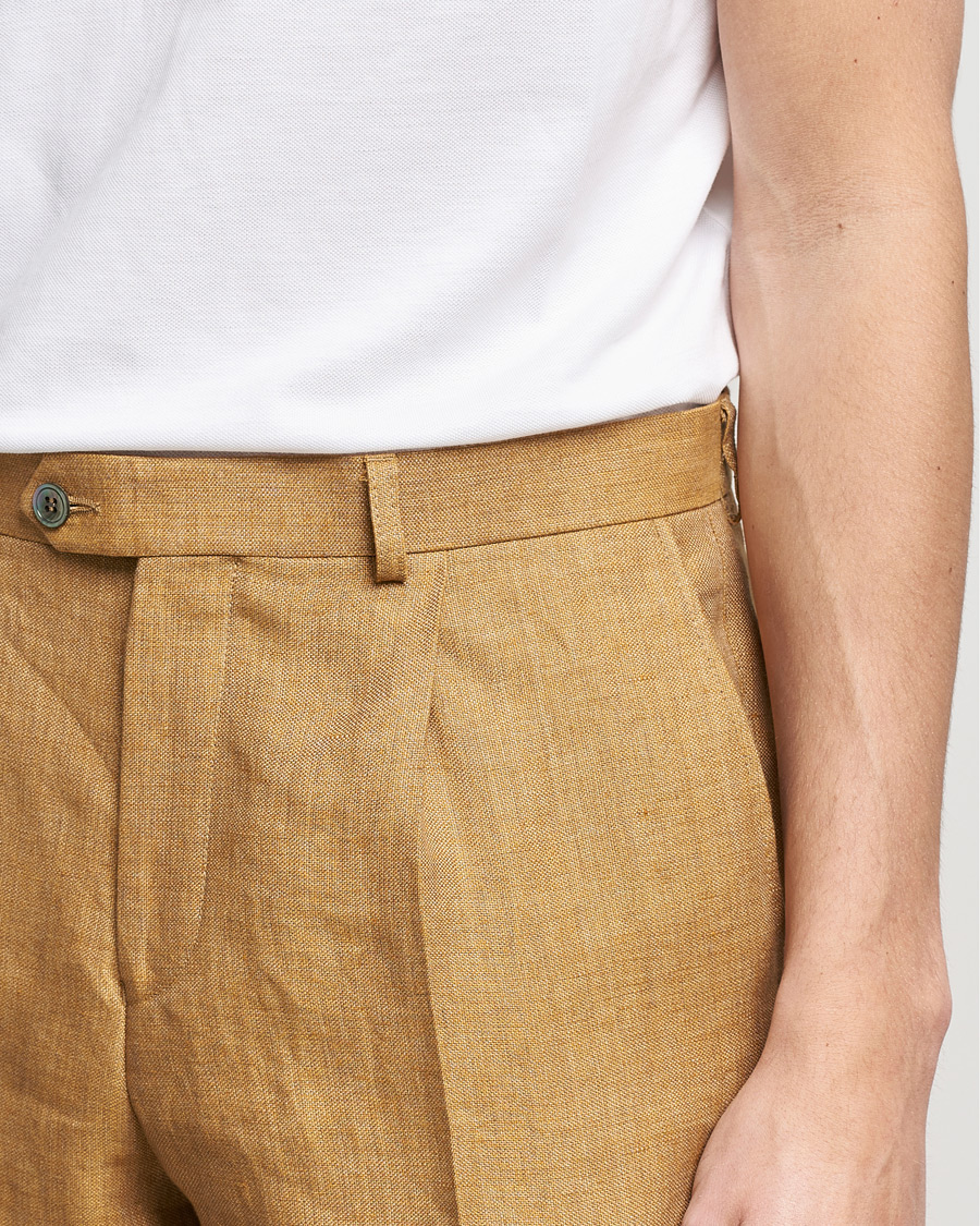 Herr | Byxor | Oscar Jacobson | Delon Linen Trousers Dusky Yellow