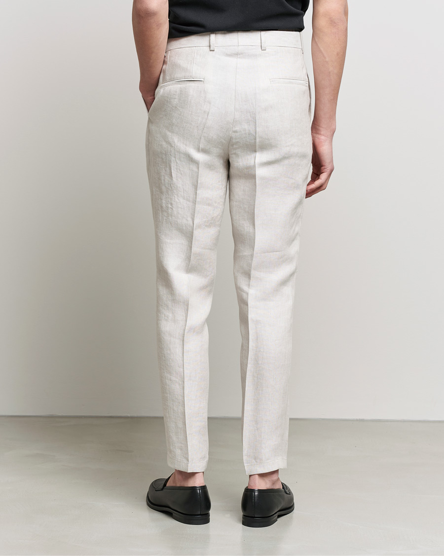 Herr | Byxor | Oscar Jacobson | Delon Linen Trousers Creme