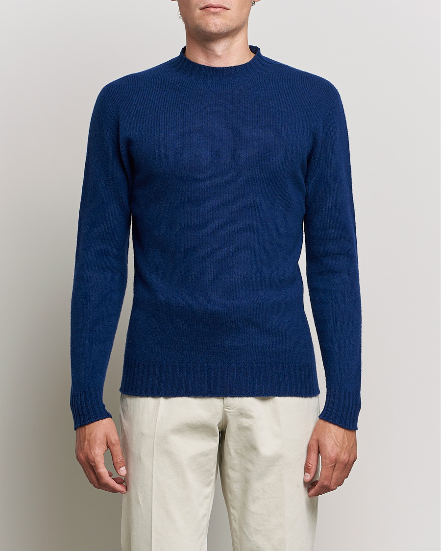 Herr | Pullover rundhals | Altea | Wool/Cashmere Crew Neck Sweater Open Blue
