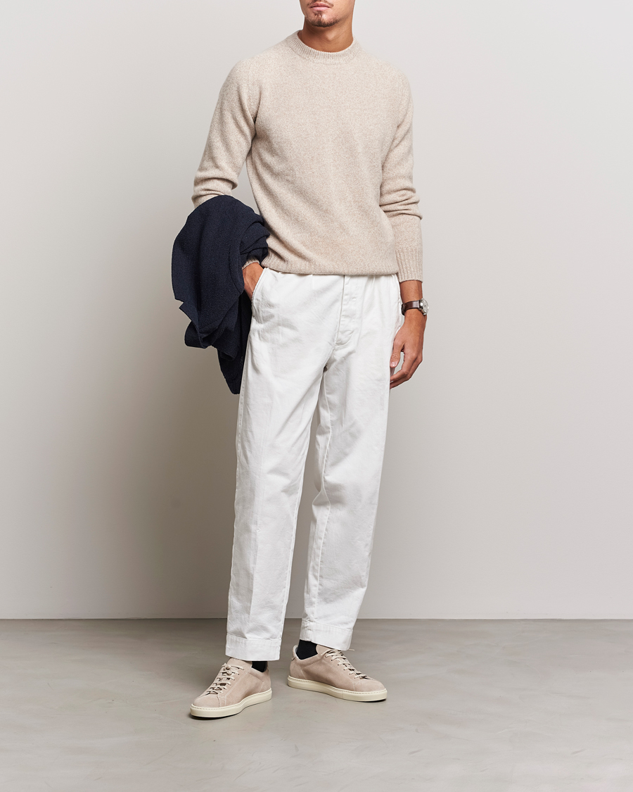Herr | Tröjor | Altea | Wool/Cashmere Crew Neck Pullover Beige Melange
