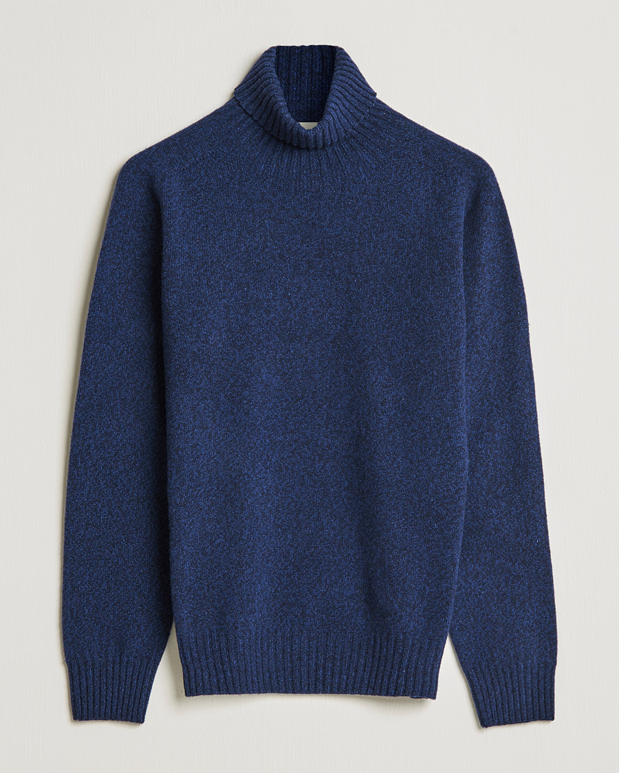 Herr | Tröjor | Altea | Cashmere Mouline Rollneck Navy Melange