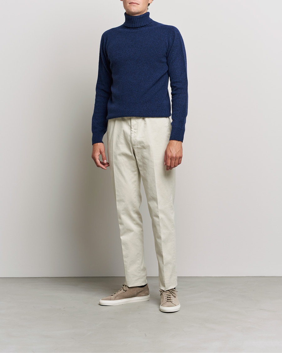 Herr | Tröjor | Altea | Cashmere Mouline Rollneck Navy Melange