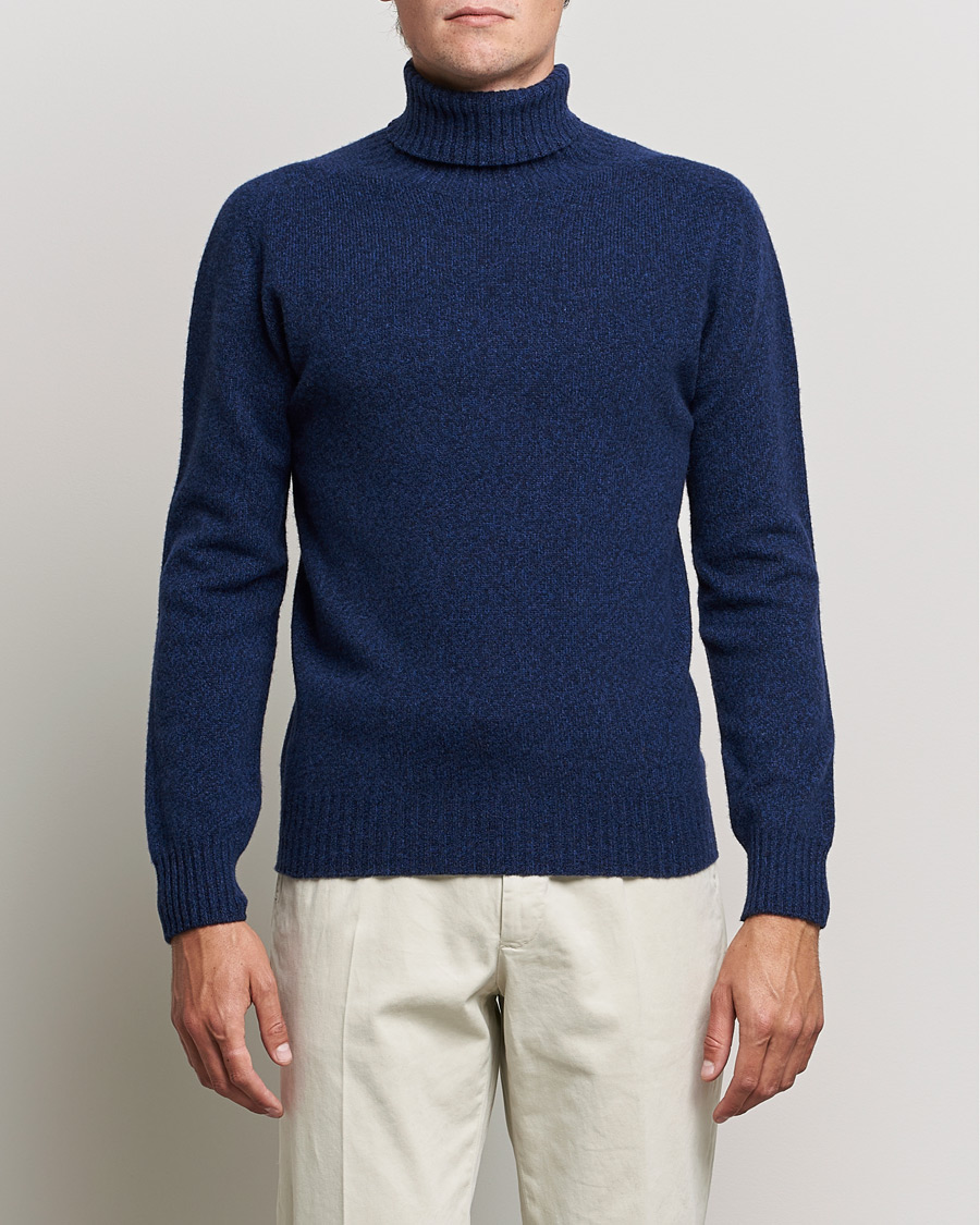 Herr | Tröjor | Altea | Cashmere Mouline Rollneck Navy Melange