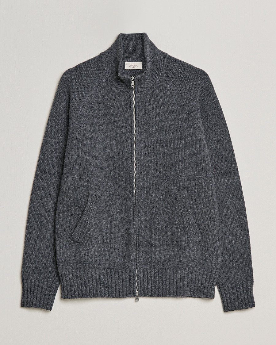 Herr | Tröjor | Altea | Wool Zip Jacket Grey Melange