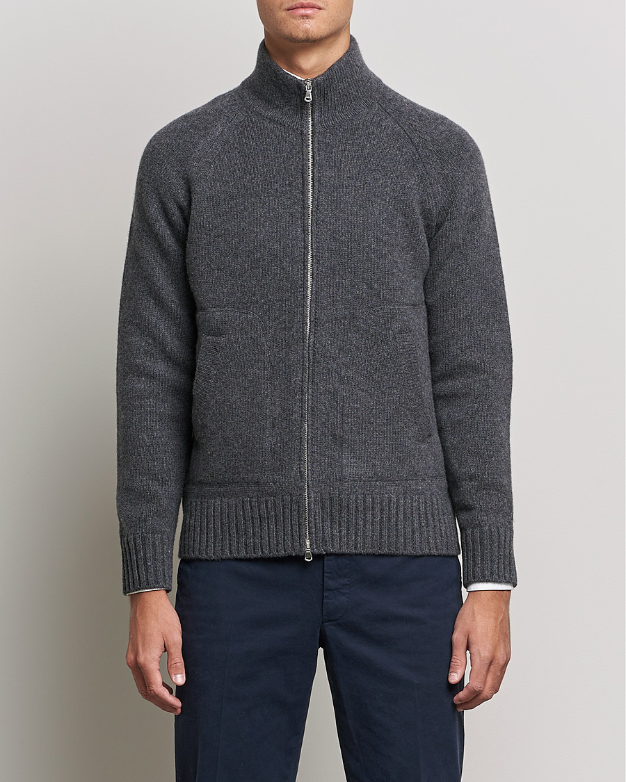 Herr | Tröjor | Altea | Wool Zip Jacket Grey Melange