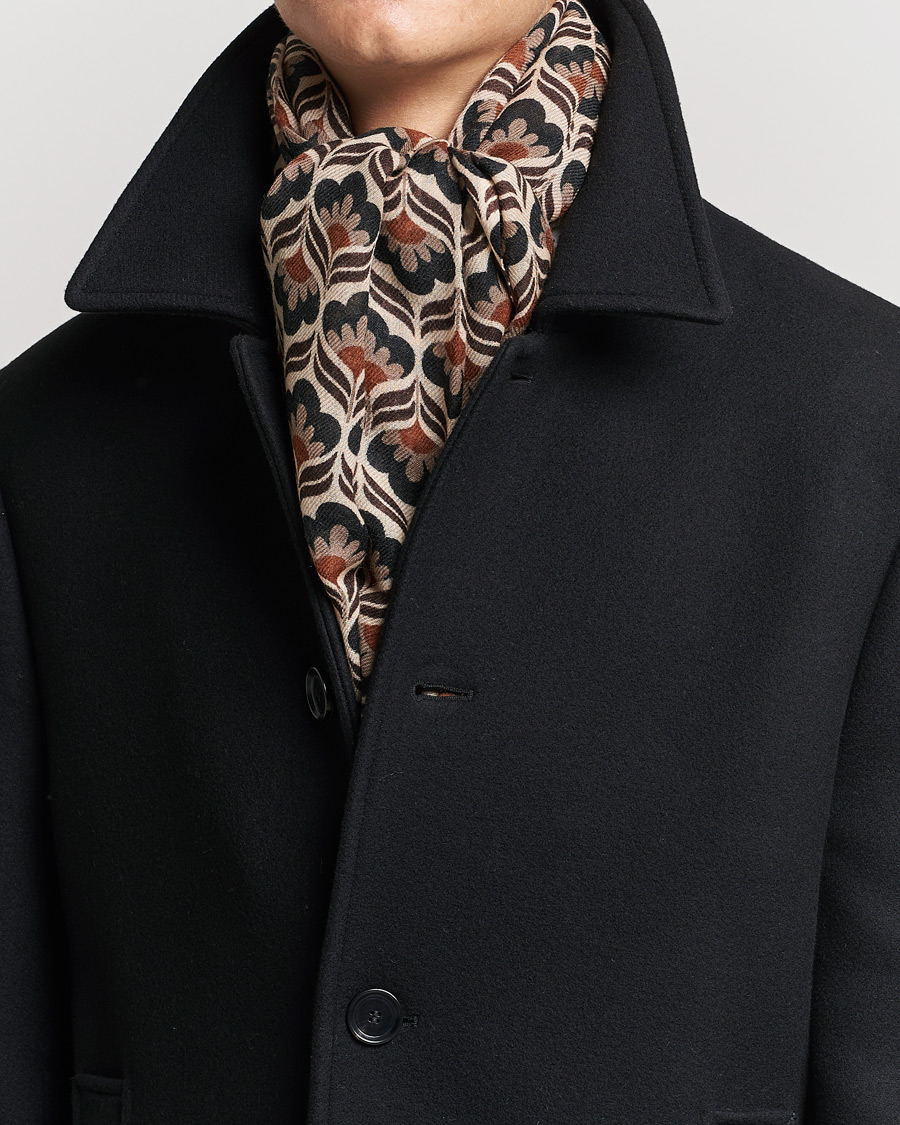 Herr | | Altea | Flower Print Wool Scarf Beige/Brown