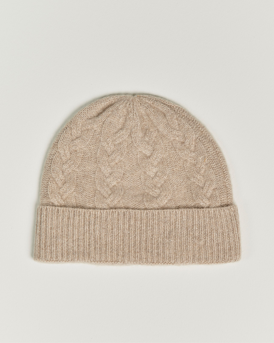 Herr | Amanda Christensen Cashmere Cable Knitted Cap Beige Melange | Amanda Christensen | Cashmere Cable Knitted Cap Beige Melange