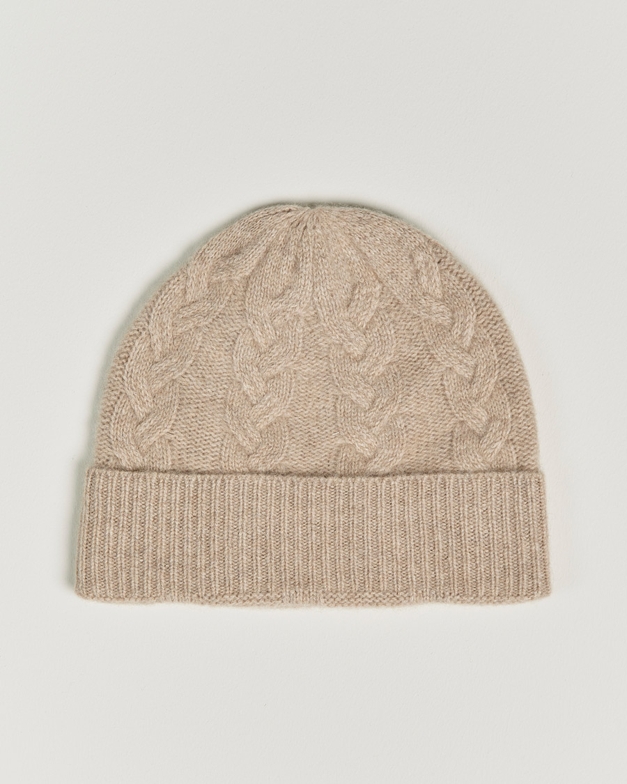 Herr | Amanda Christensen Cashmere Cable Knitted Cap Beige Melange | Amanda Christensen | Cashmere Cable Knitted Cap Beige Melange