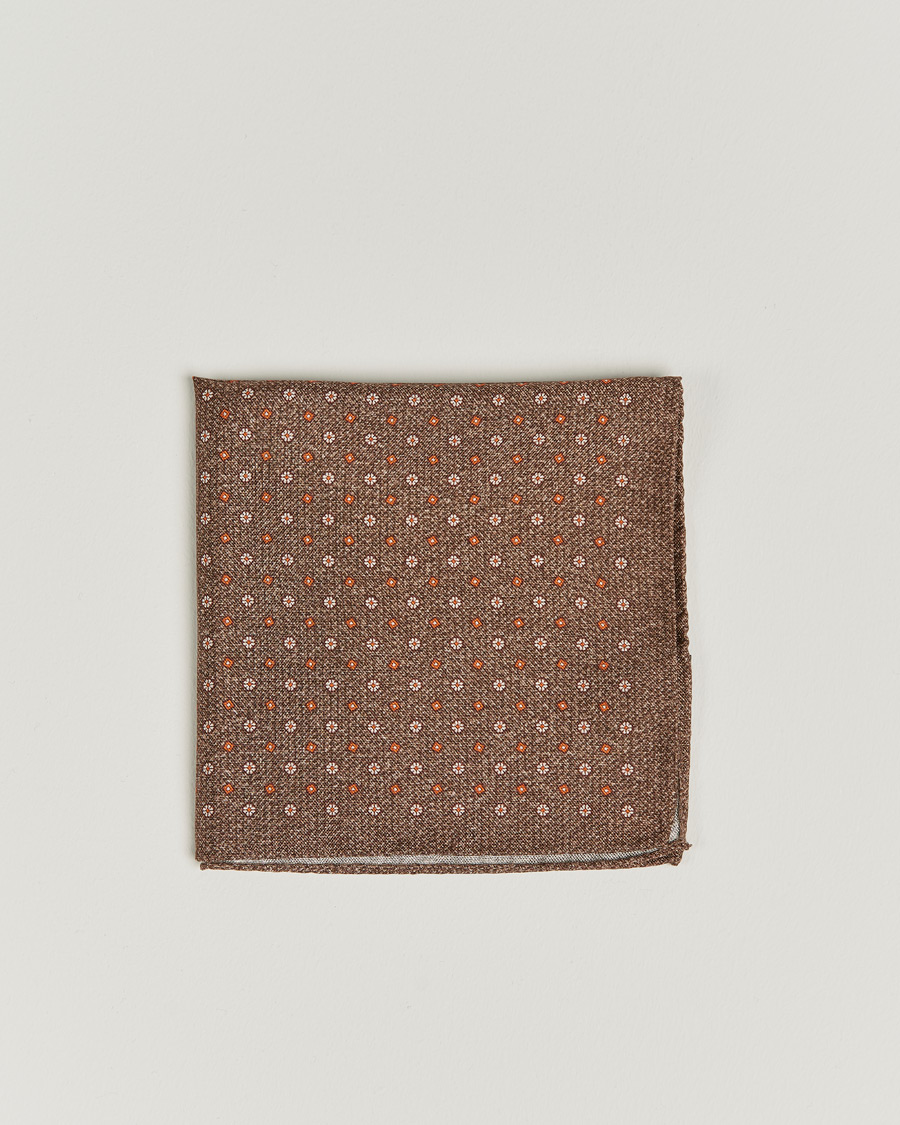 Herr | Näsdukar | Amanda Christensen | Silk Oxford Printed Flower Pocket Square Brown