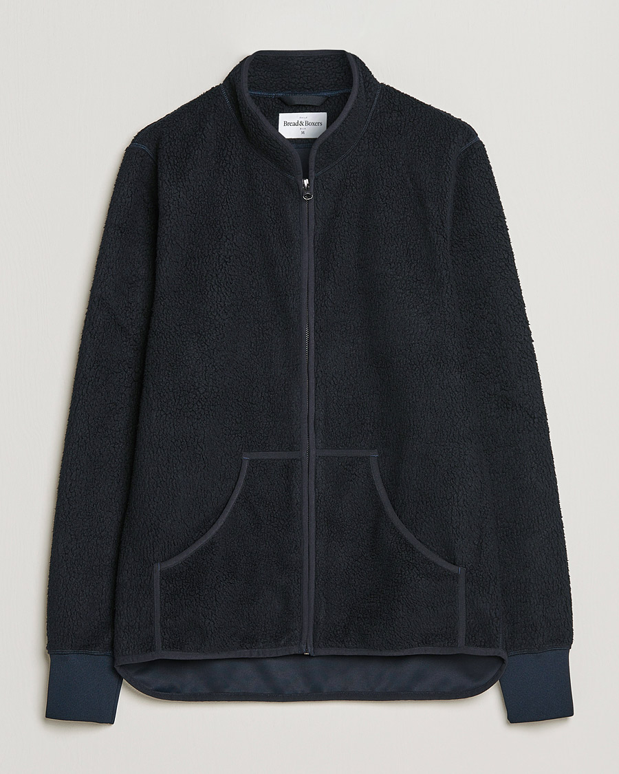 Herr | Tröjor | Bread & Boxers | Full Zip Fleece Jacket Navy Blue