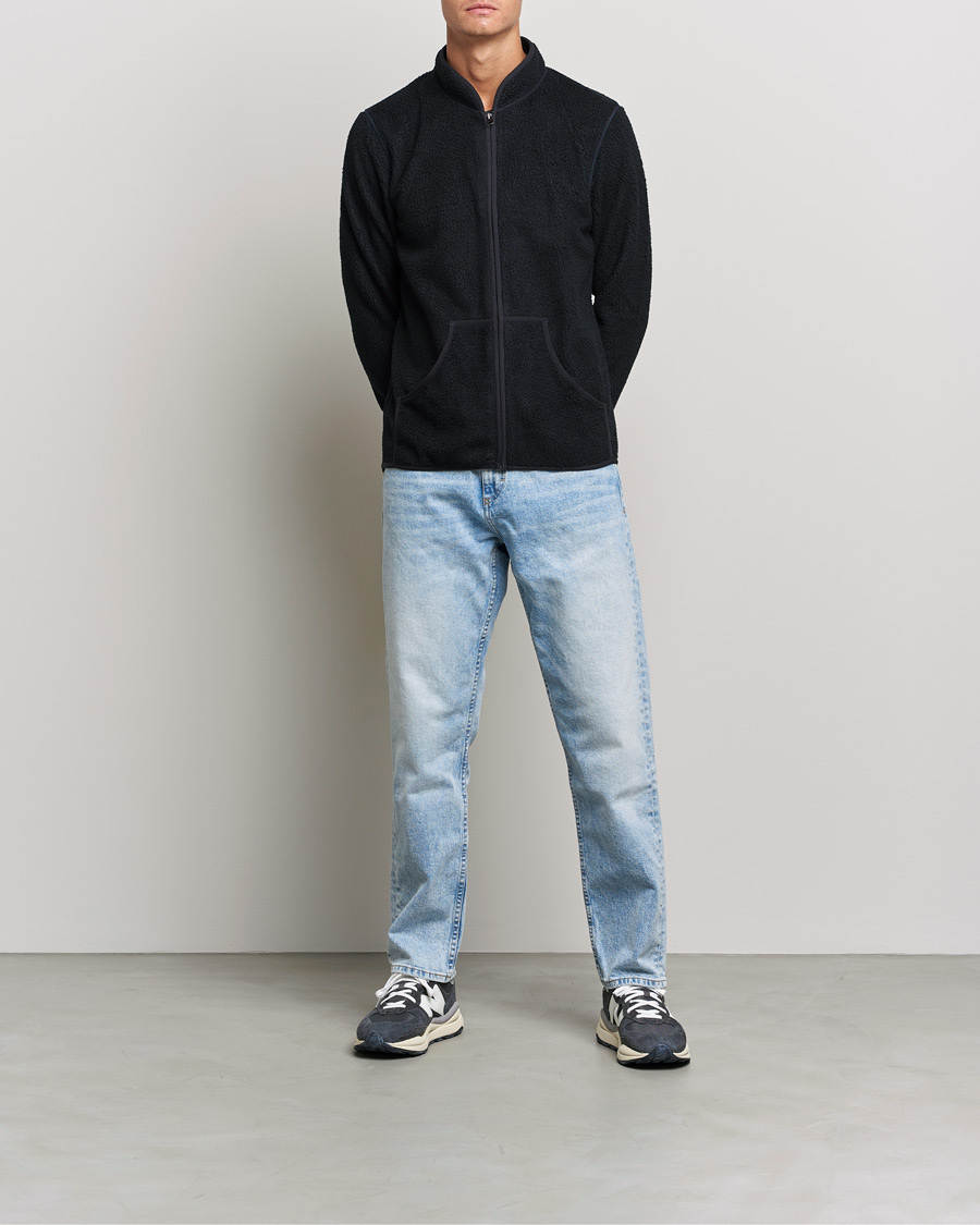 Herr | Tröjor | Bread & Boxers | Full Zip Fleece Jacket Navy Blue