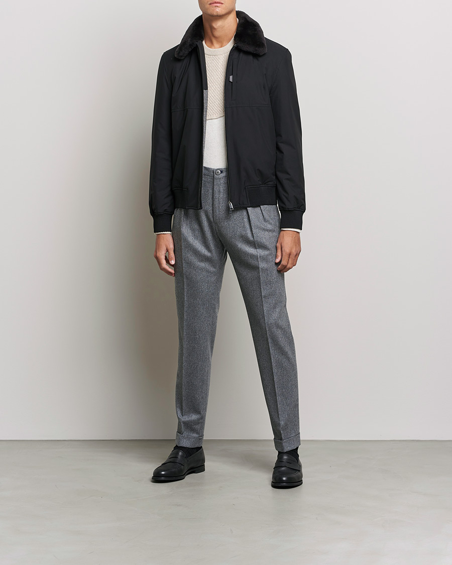 Herr | Jackor | Brioni | Performa Silk Shearling Jacket Black