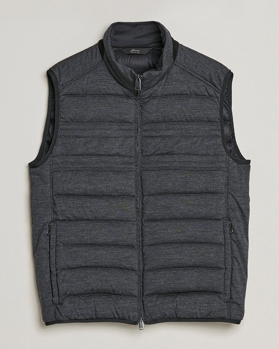 Herr | Jackor | Brioni | Cashmere/Wool Jersey Vest Dark Grey Melange