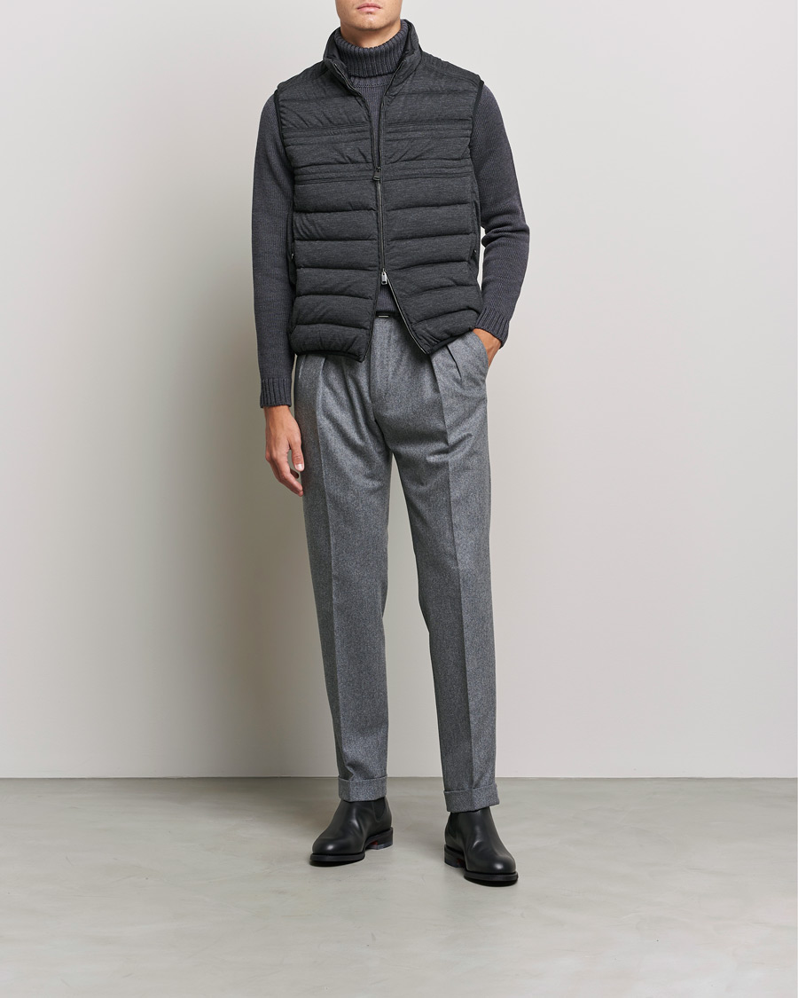 Herr | Jackor | Brioni | Cashmere/Wool Jersey Vest Dark Grey Melange