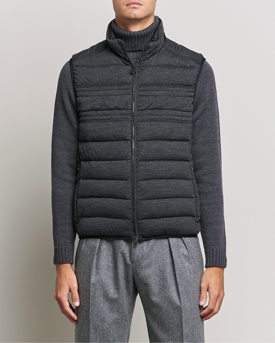 Herr | Jackor | Brioni | Cashmere/Wool Jersey Vest Dark Grey Melange