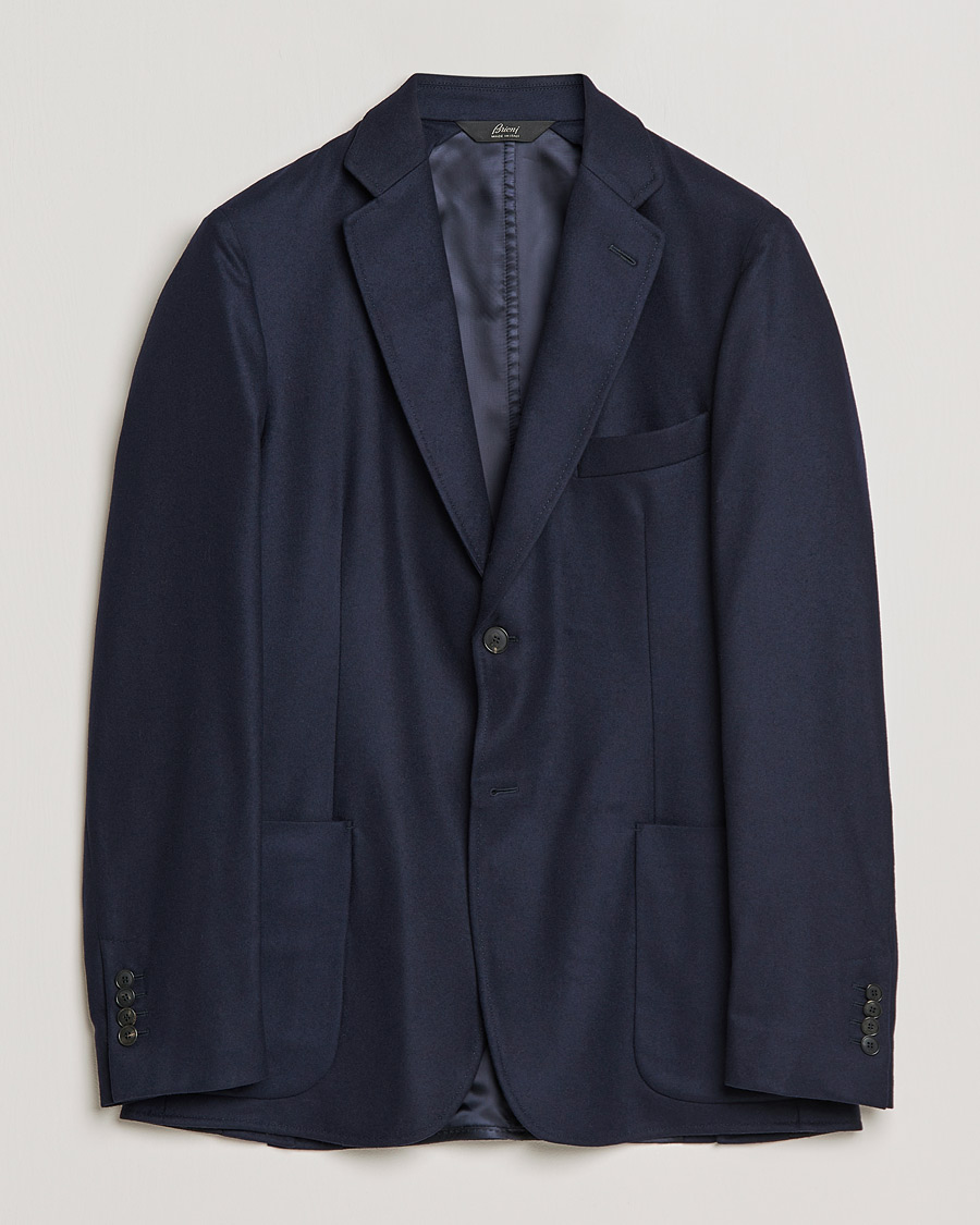 Herr | Kavajer | Brioni | Deconstructed Flannel Blazer Navy