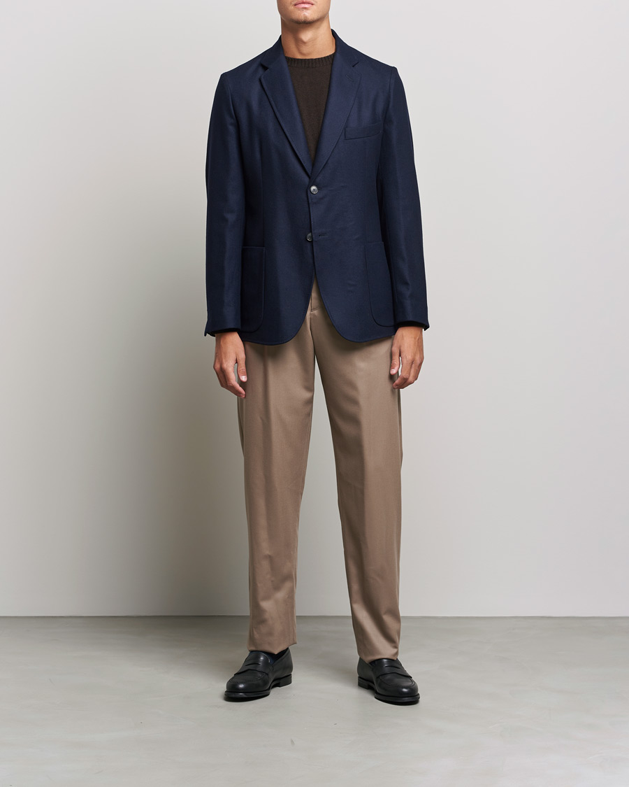 Herr | Kavajer | Brioni | Deconstructed Flannel Blazer Navy