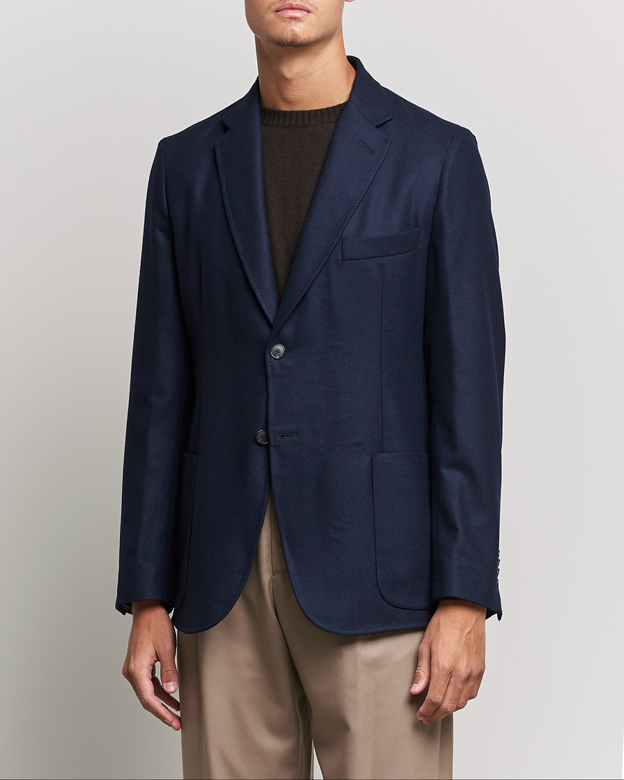 Herr | Kavajer | Brioni | Deconstructed Flannel Blazer Navy