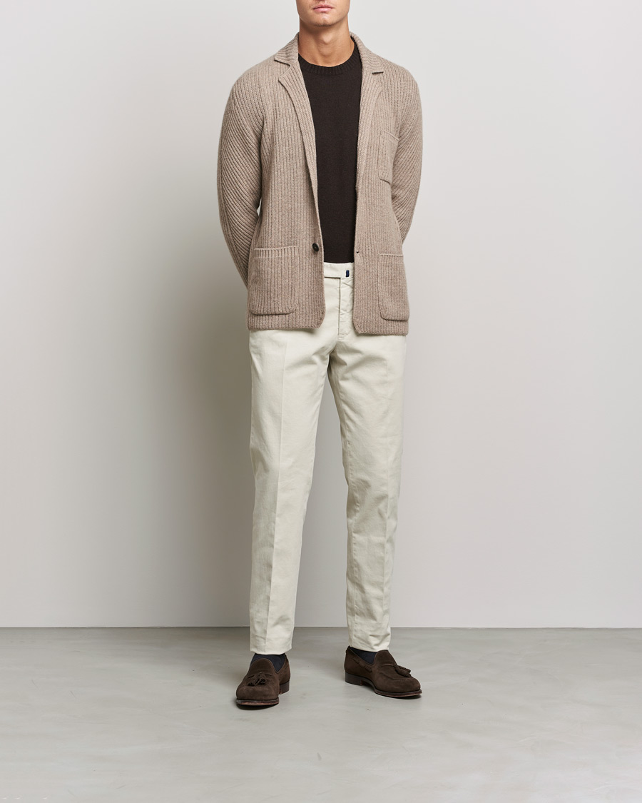 Herr | Kavajer | Brioni | Pure Cashmere Knitted Blazer Beige