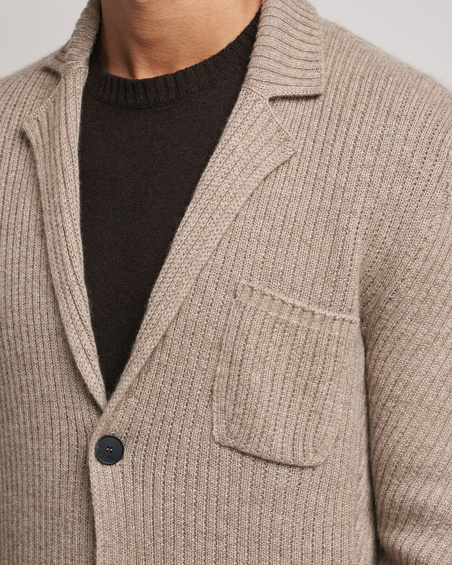 Herr | Kavajer | Brioni | Pure Cashmere Knitted Blazer Beige