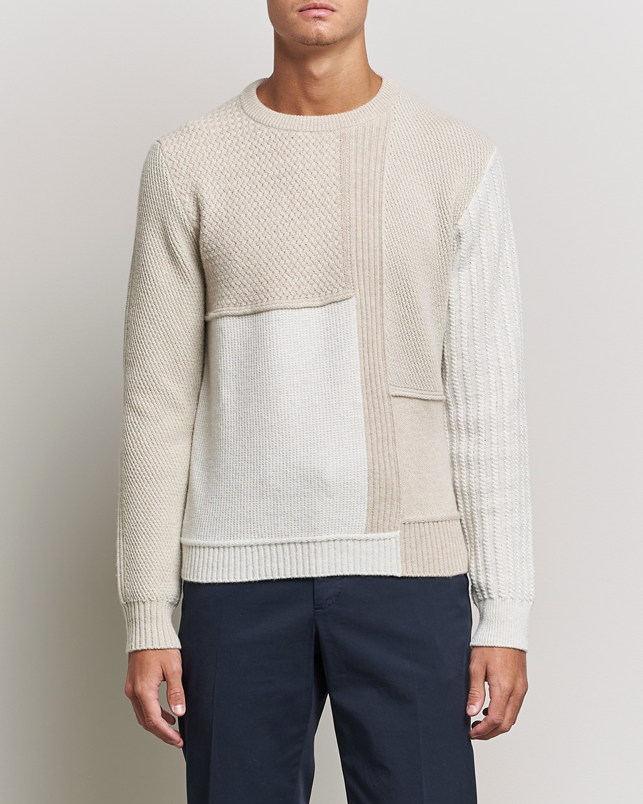 Herr | Tröjor | Brioni | Wool/Cashmere Patchwork Sweater Beige