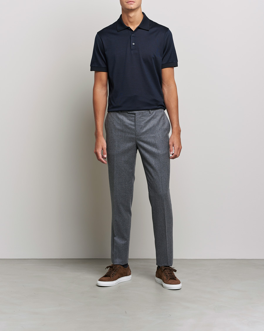 Herr | Pikéer | Brioni | Cotton/Silk Short Sleeve Polo Navy
