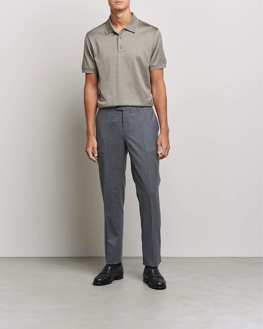 Herr | Brioni | Brioni | Cotton/Silk Short Sleeve Polo Beige