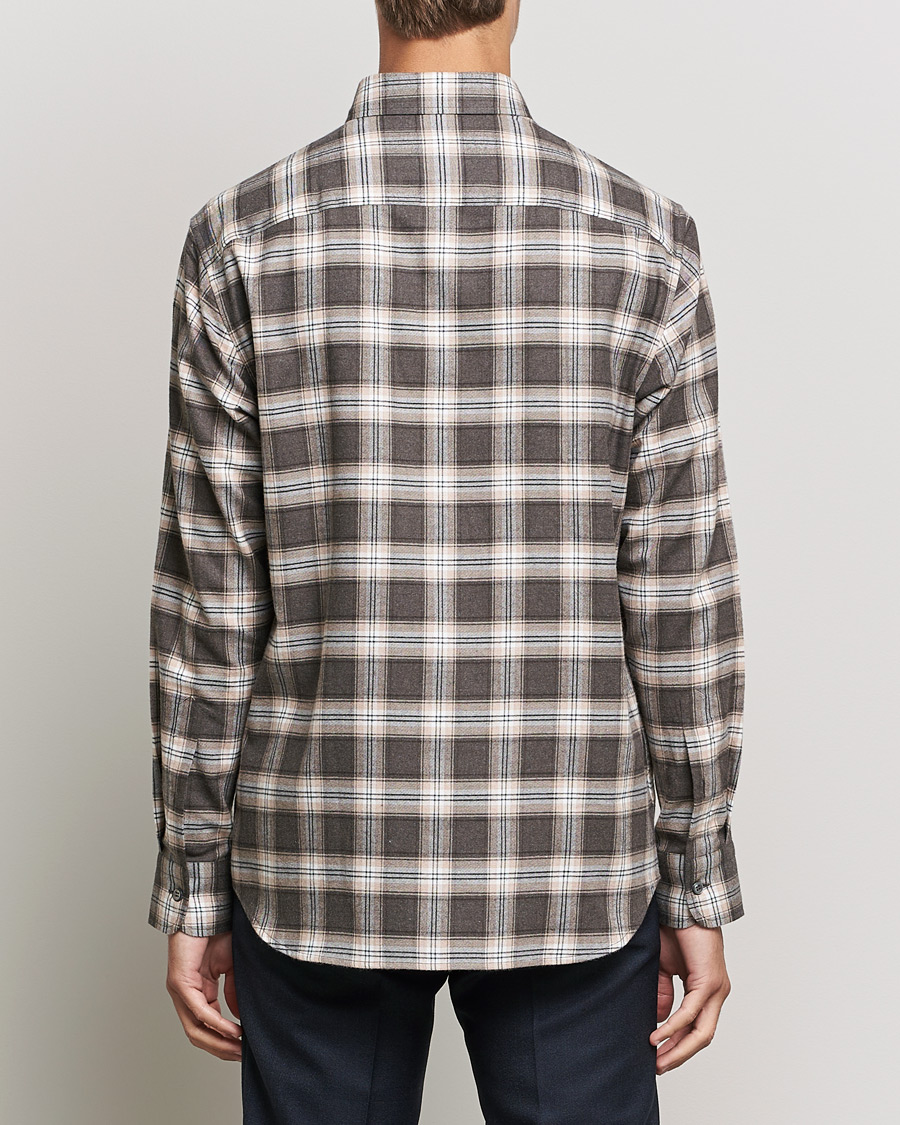 Herr | Skjortor | Brioni | Check Flannel Shirt Beige