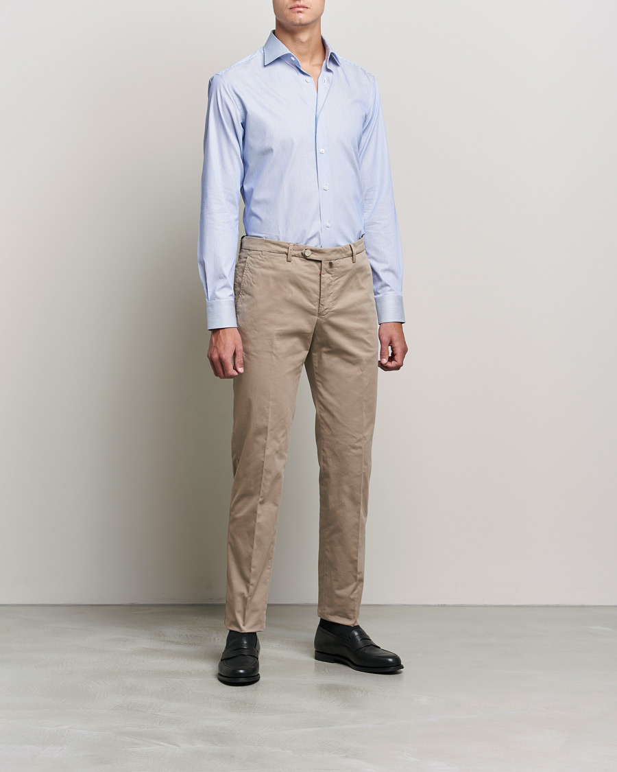 Herr | Businesskjortor | Brioni | Slim Fit Dress Shirt Light Blue Stripe