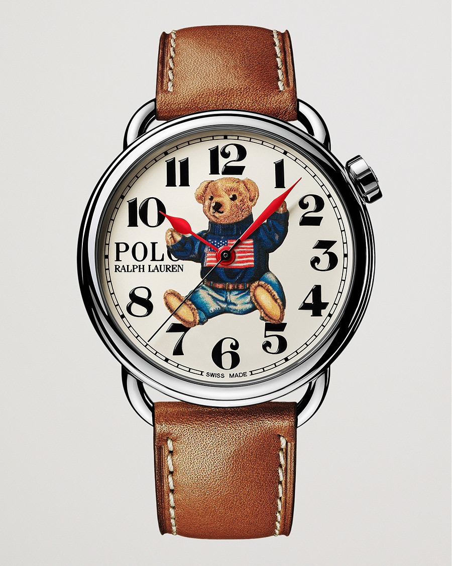 Herr | Läderarmband | Polo Ralph Lauren | 42mm Automatic Flag Bear White Dial