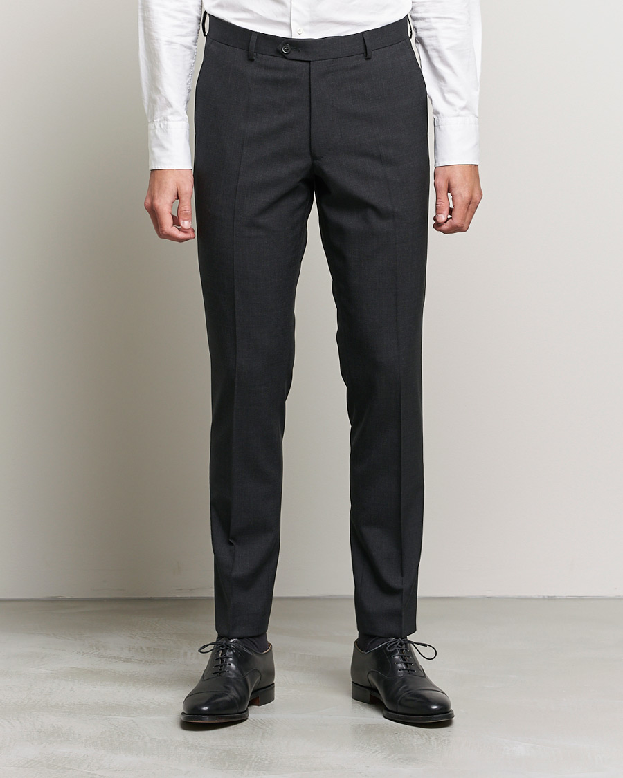 Herr | Kostymbyxor | Oscar Jacobson | Denz Super 120's Wool Trousers Grey