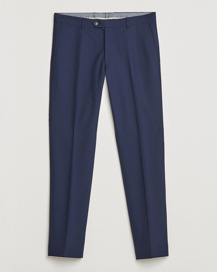 Herr | Byxor | Oscar Jacobson | Denz Super 120's Wool Trousers Navy