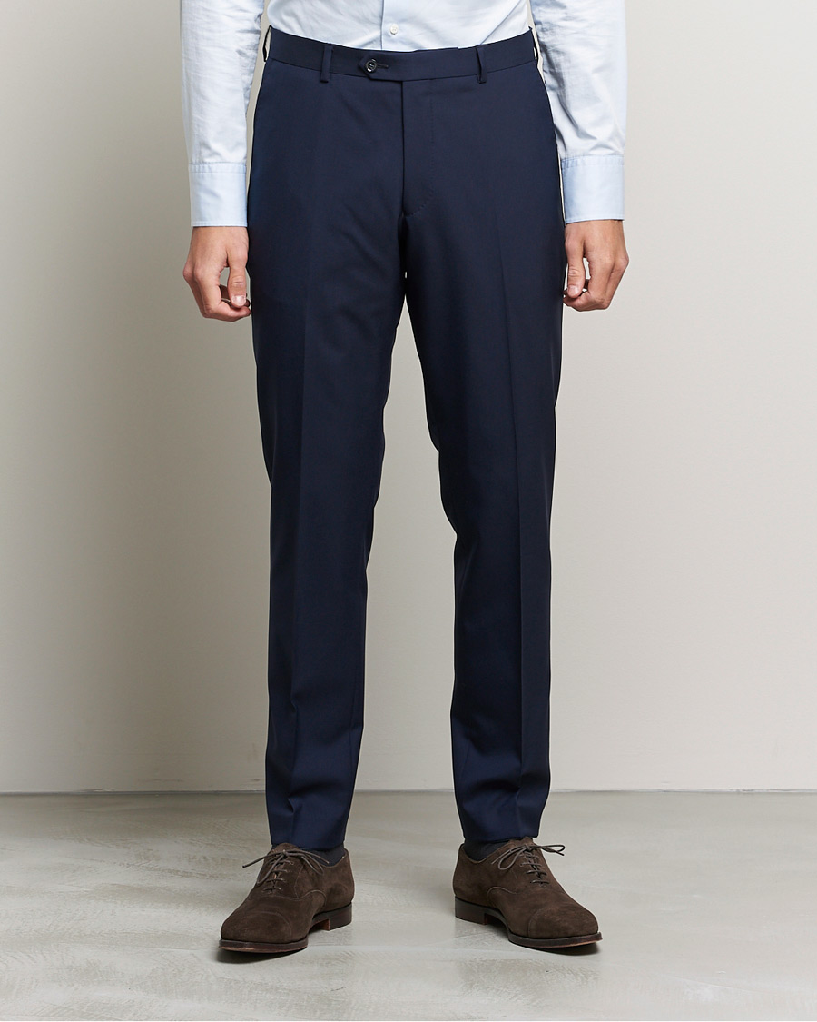 Herr | Kostymbyxor | Oscar Jacobson | Denz Super 120's Wool Trousers Navy
