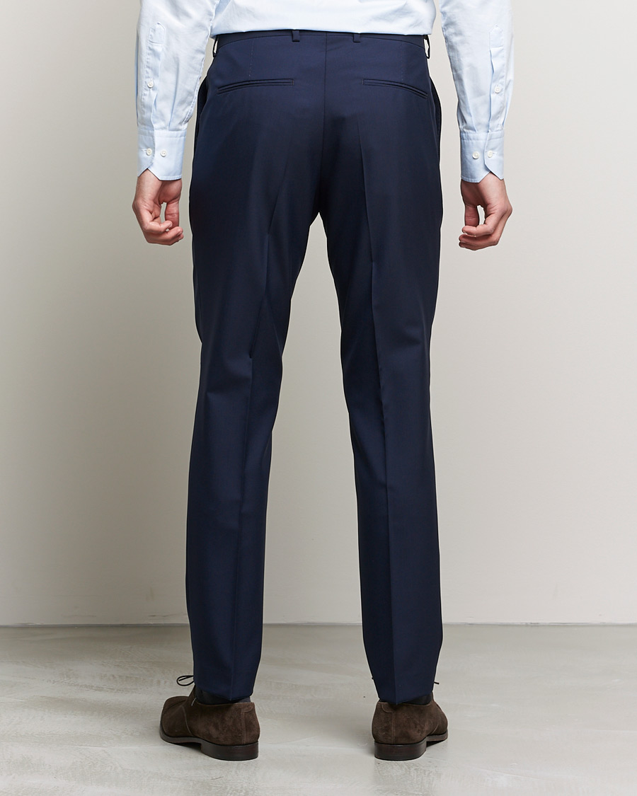 Herr | Byxor | Oscar Jacobson | Denz Super 120's Wool Trousers Navy