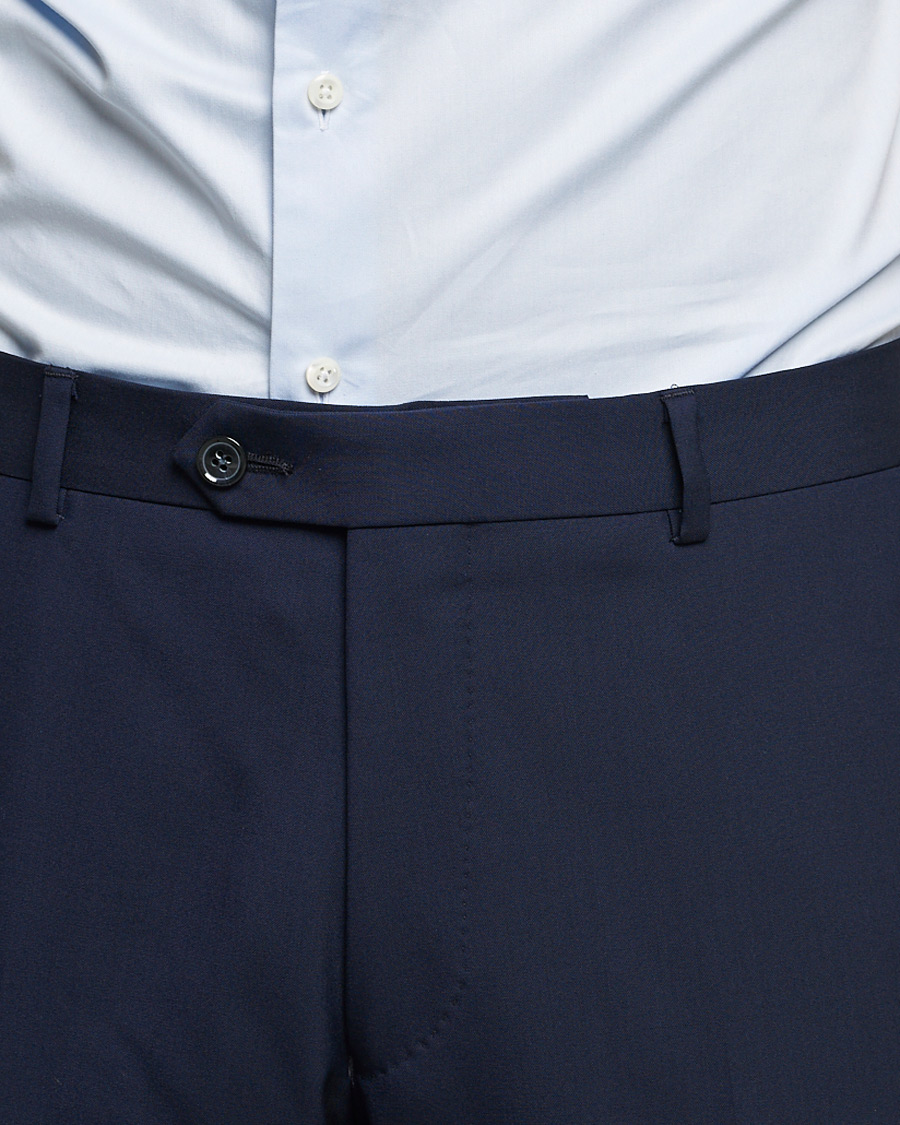 Herr | Byxor | Oscar Jacobson | Denz Super 120's Wool Trousers Navy
