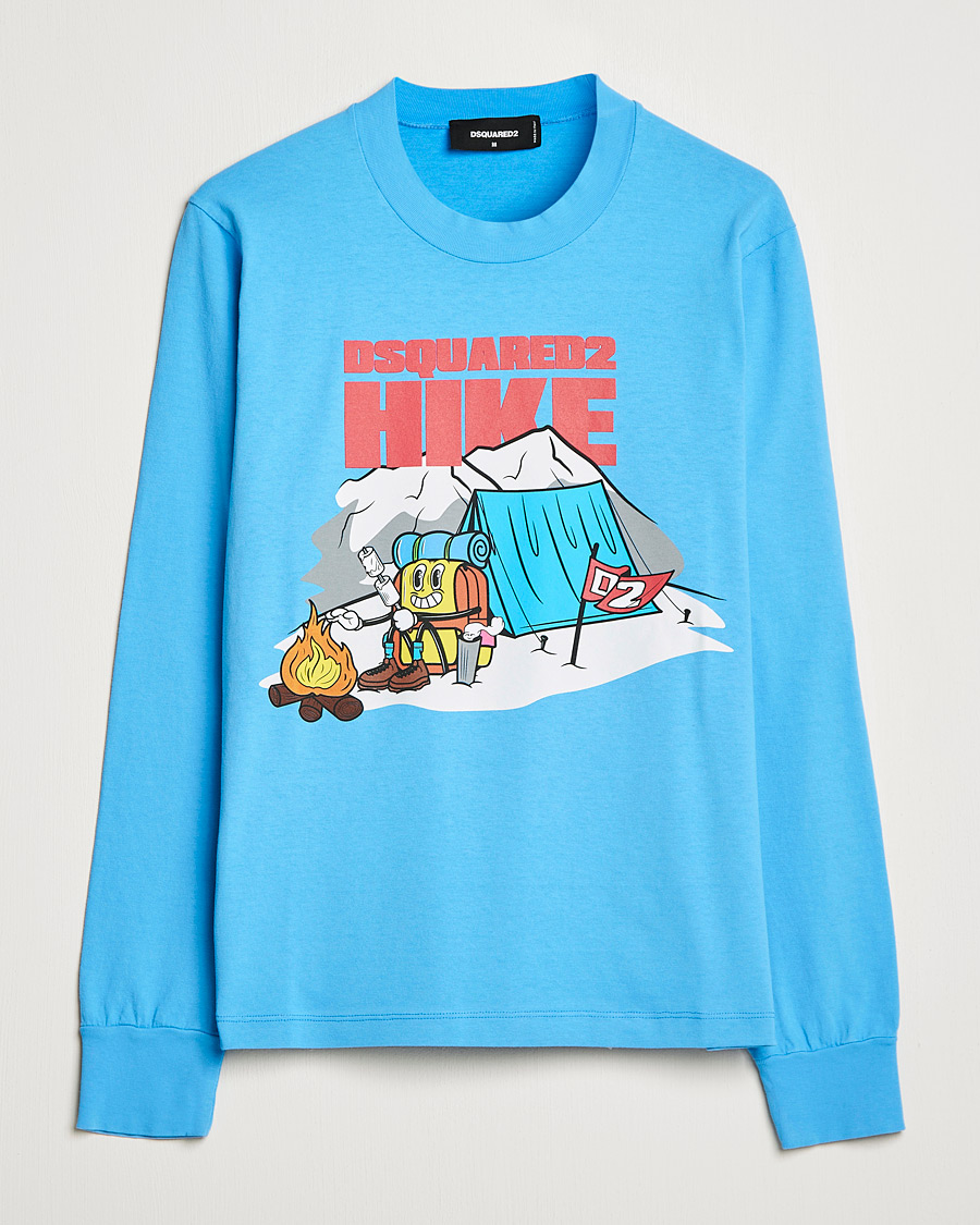 Herr | T-Shirts | Dsquared2 | Base Camp Long Sleeve Tee Light Blue