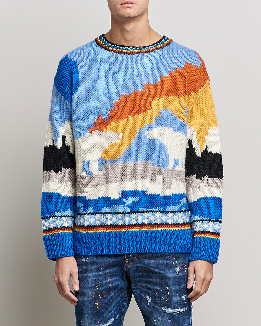 Herr | Dsquared2 | Dsquared2 | Bear Dawns Knitted Sweater Blue/White