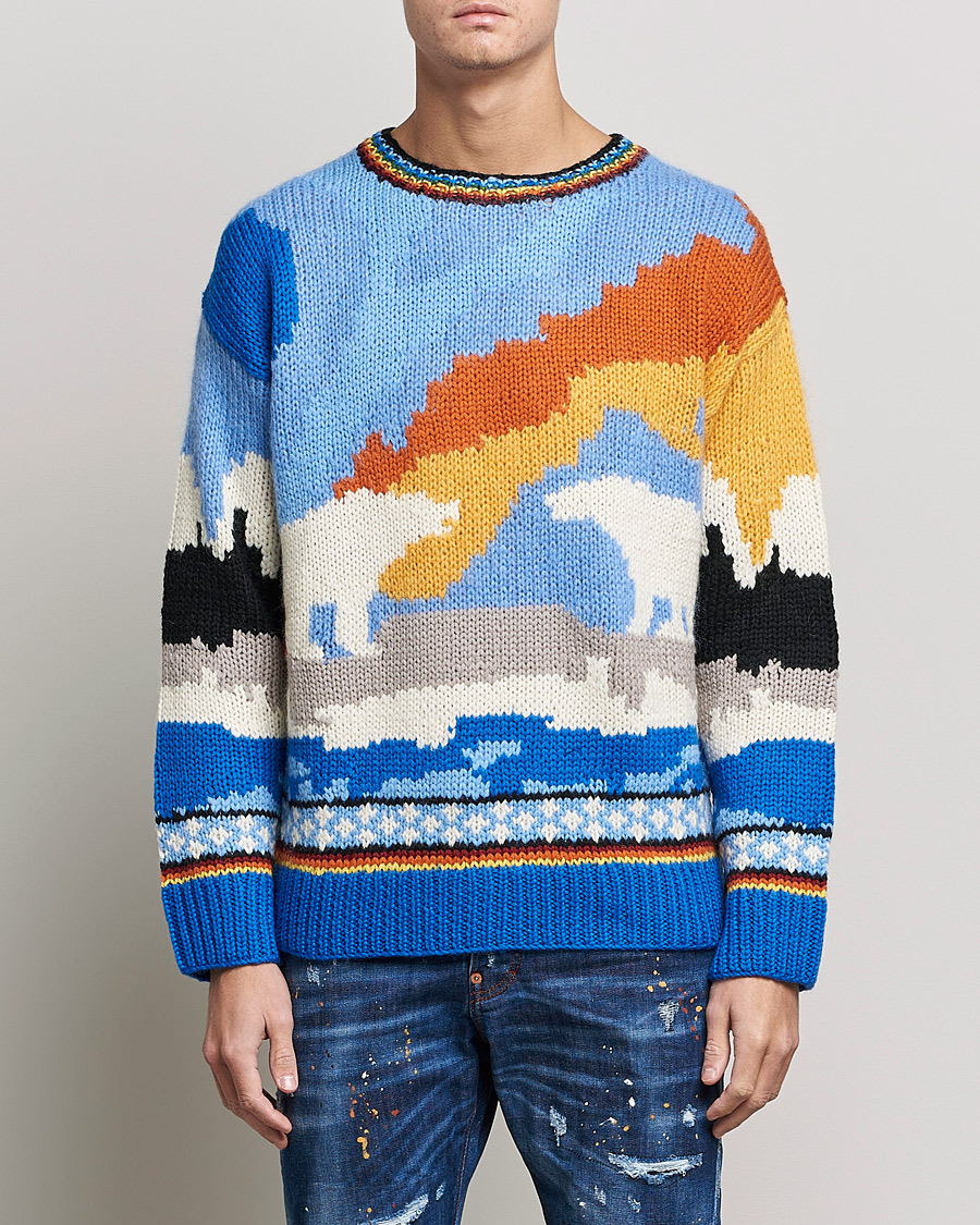 Herr | Tröjor | Dsquared2 | Bear Dawns Knitted Sweater Blue/White