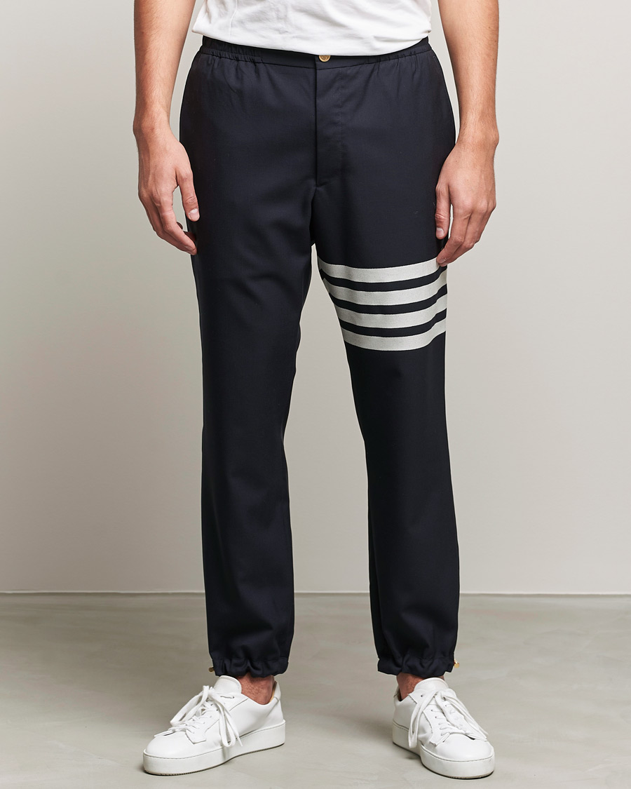 Herr | Drawstringbyxor | Thom Browne | 4 Bar Wool Track Trousers Navy