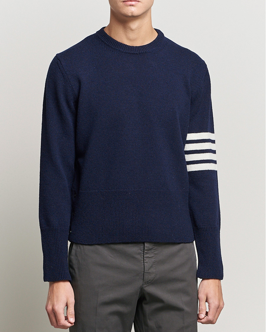 Herr | Tröjor | Thom Browne | 4 Bar Shetland Pullover Navy