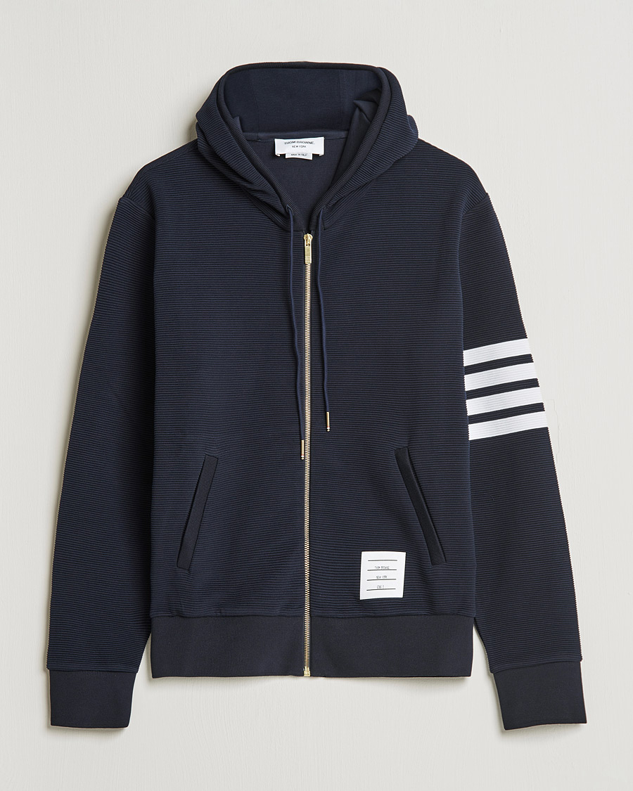 Herr | Tröjor | Thom Browne | Ottoman Rib Zip Hoodie Navy