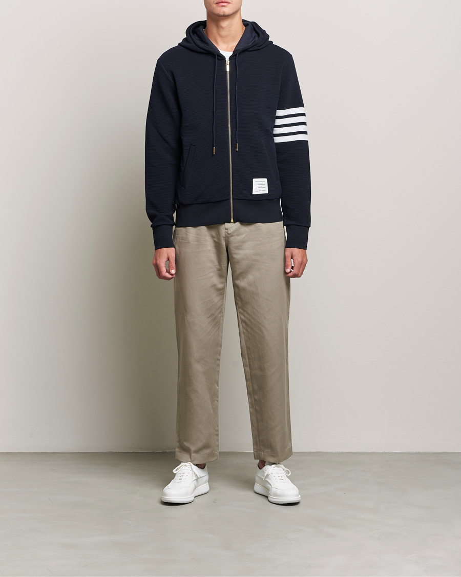 Herr | Tröjor | Thom Browne | Ottoman Rib Zip Hoodie Navy