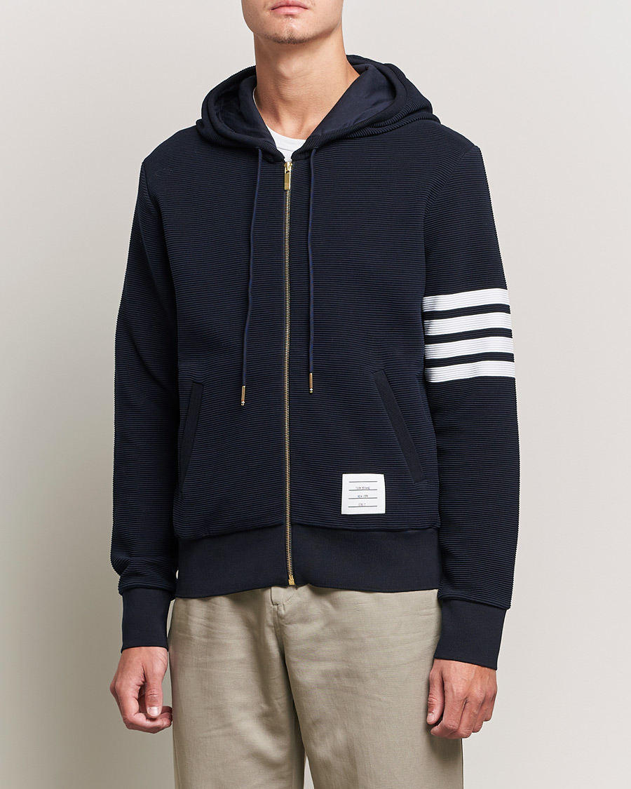 Herr | Tröjor | Thom Browne | Ottoman Rib Zip Hoodie Navy