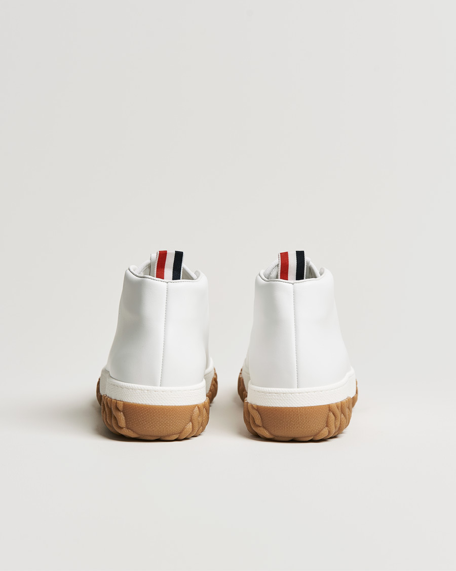 Herr | Thom Browne Mid Top Court Sneaker White Calf | Thom Browne | Mid Top Court Sneaker White Calf