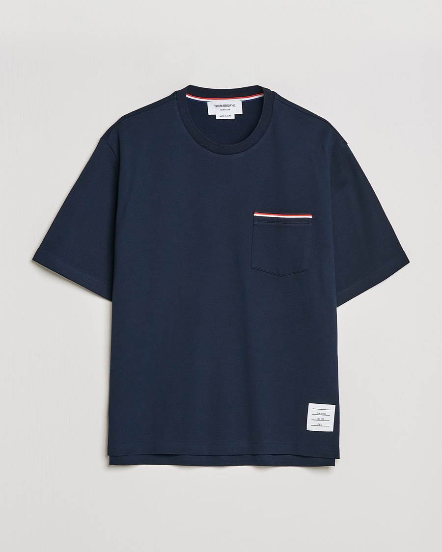 Herr | T-Shirts | Thom Browne | Oversize Pocket Stripe T-Shirt Navy