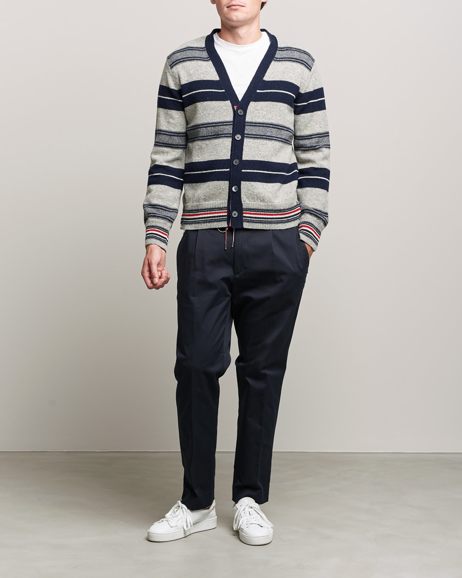 Herr | Tröjor | Thom Browne | Tartan Stripe Wool Cardigan Medium Grey