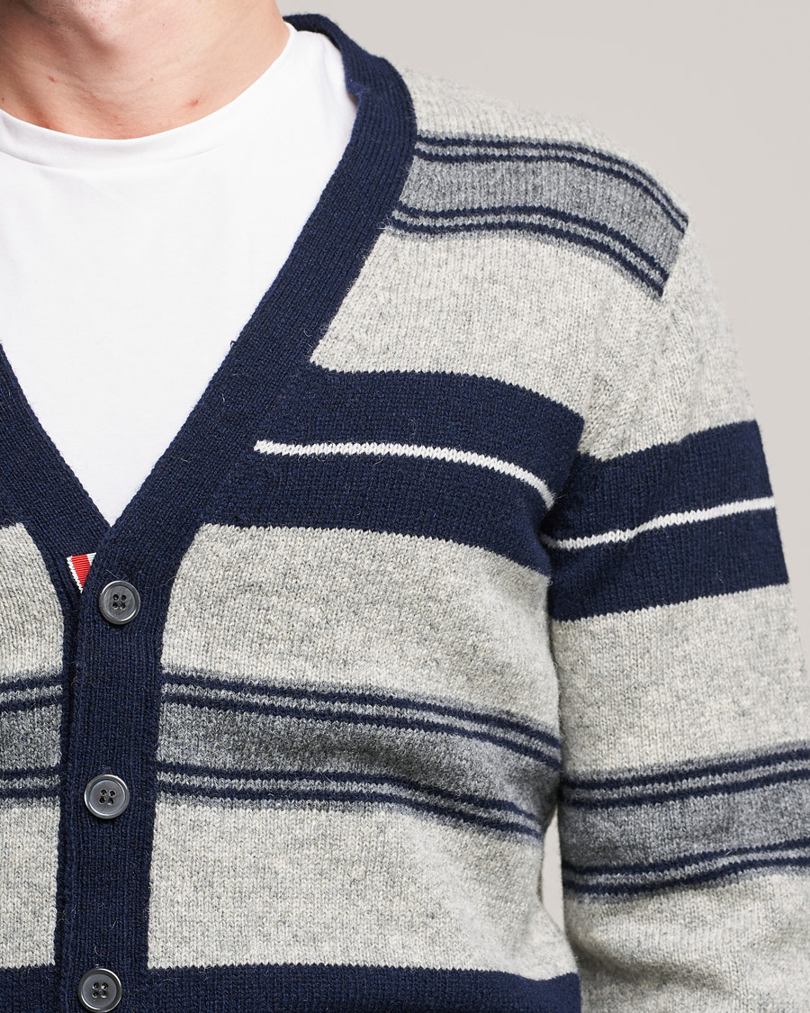 Herr | Tröjor | Thom Browne | Tartan Stripe Wool Cardigan Medium Grey
